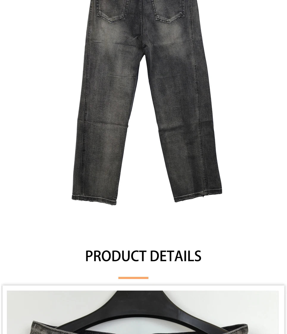 Men's Baggy Straight-Leg Denim Pants | Business Casual Wide-Loose Fit Jeans for Spring/Autumn All-Season Styling