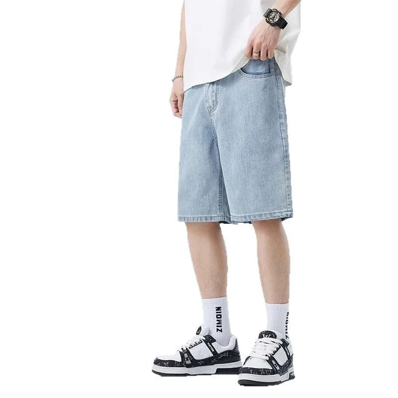 Baggy Jeans Shorts for Men Casual Loose Fit Wide Leg Denim Jorts Y2K Vintage Hip Hop Skateboard Long Jorts Male Streetwear ﻿