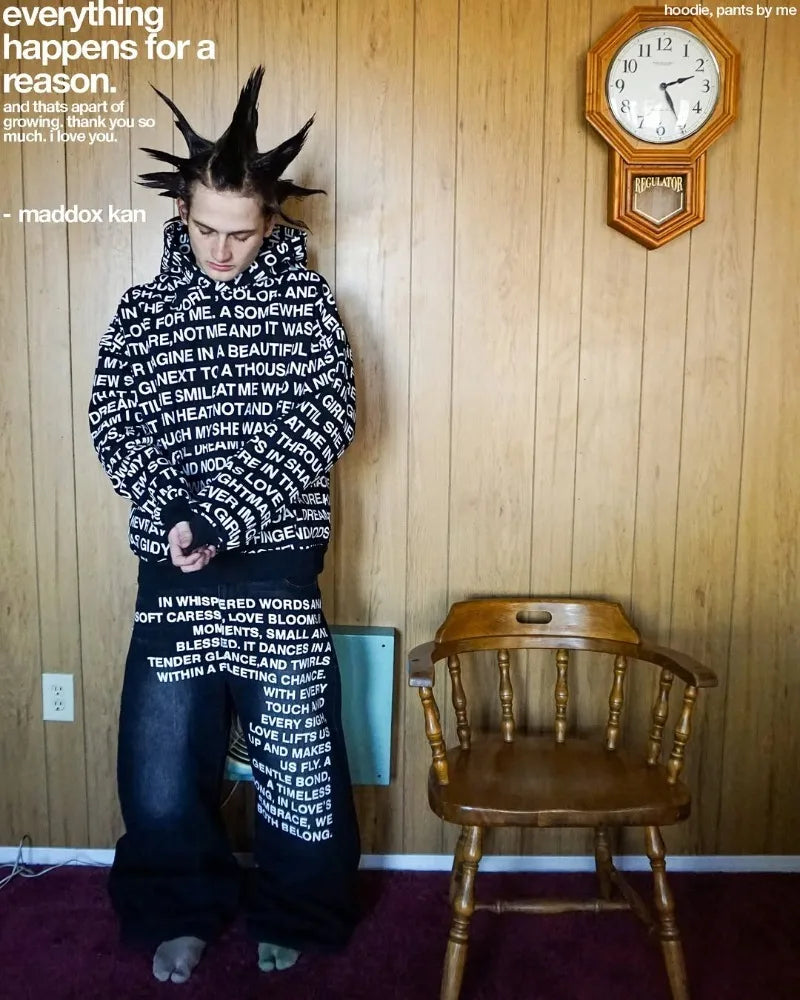 Y2K Baggy Jeans men Harajuku 2000s Gothic American Pattern letter jeans vintage Hip Hop men women Fashion Casual wide leg jeans