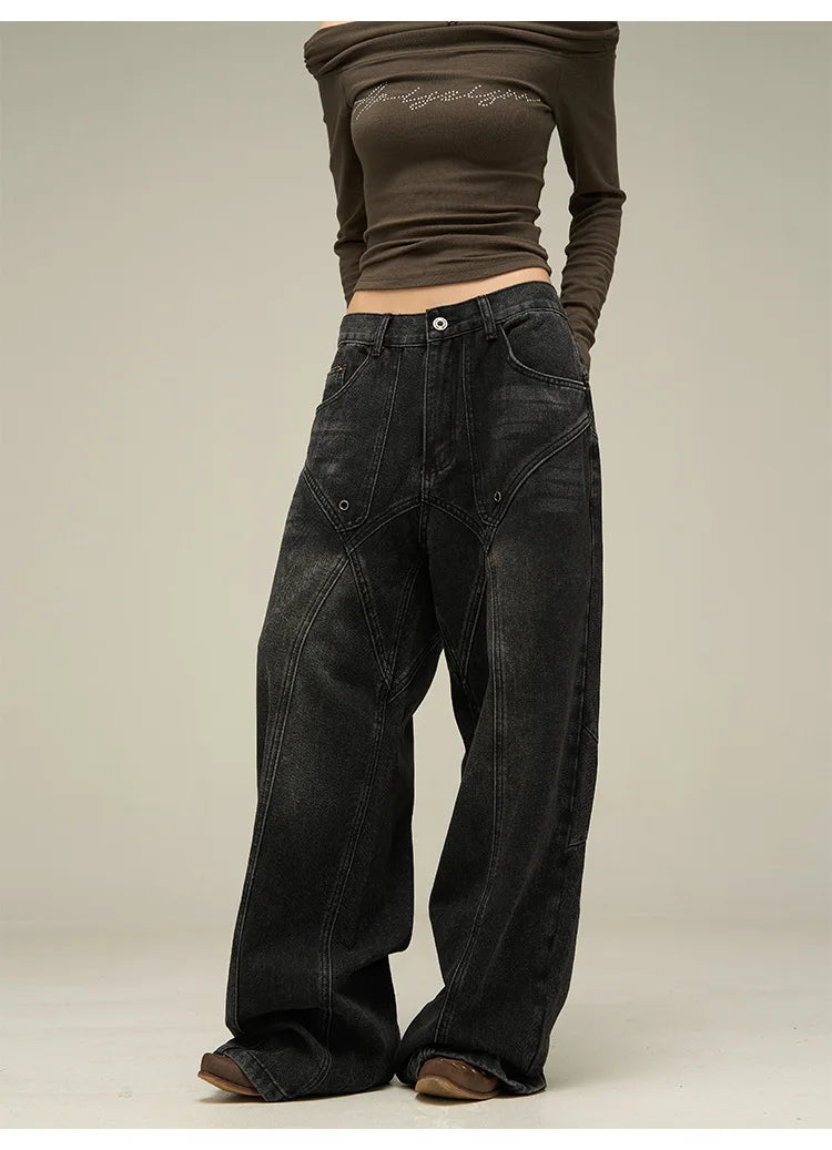 Baggy Jeans Men American Style Personality Vintage Wide Leg Trousers All-match Washed Fashion Streetwear Handsome Cool Pantalone