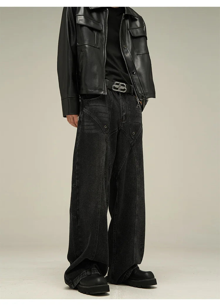 Baggy Jeans Men American Style Personality Vintage Wide Leg Trousers All-match Washed Fashion Streetwear Handsome Cool Pantalone