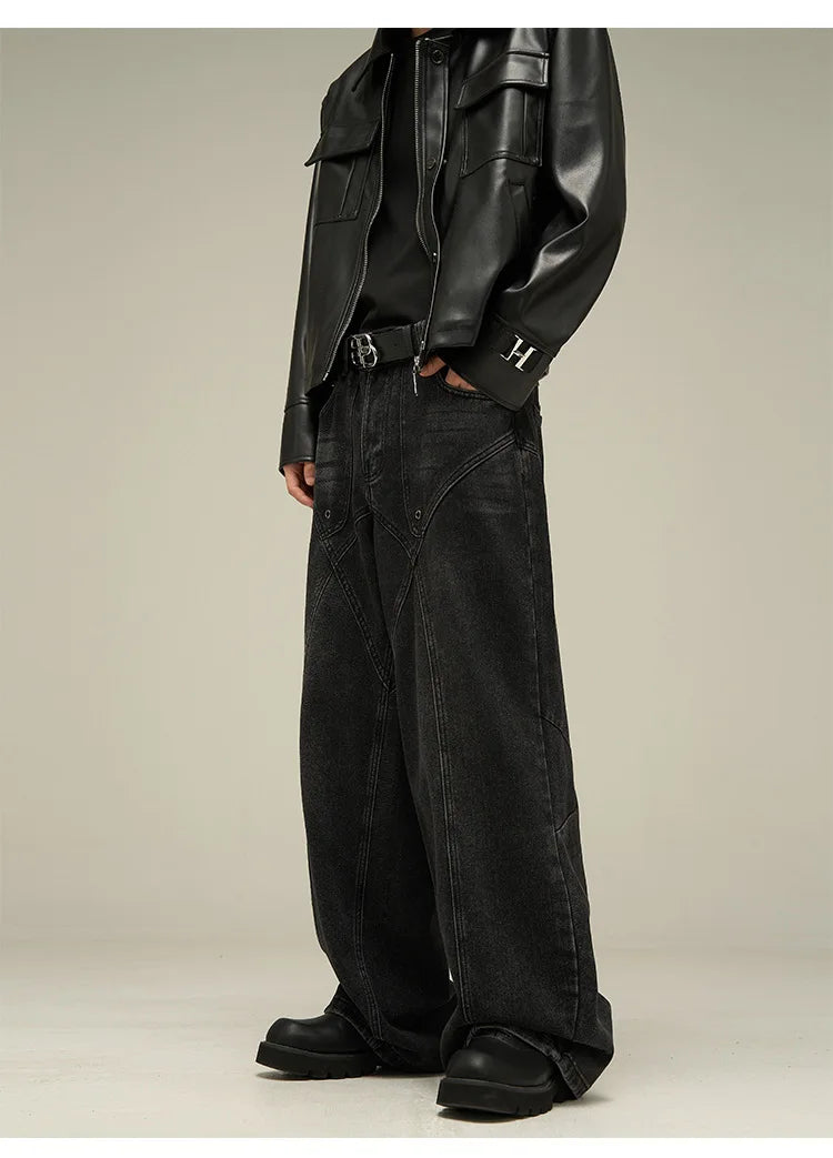 Baggy Jeans Men American Style Personality Vintage Wide Leg Trousers All-match Washed Fashion Streetwear Handsome Cool Pantalone