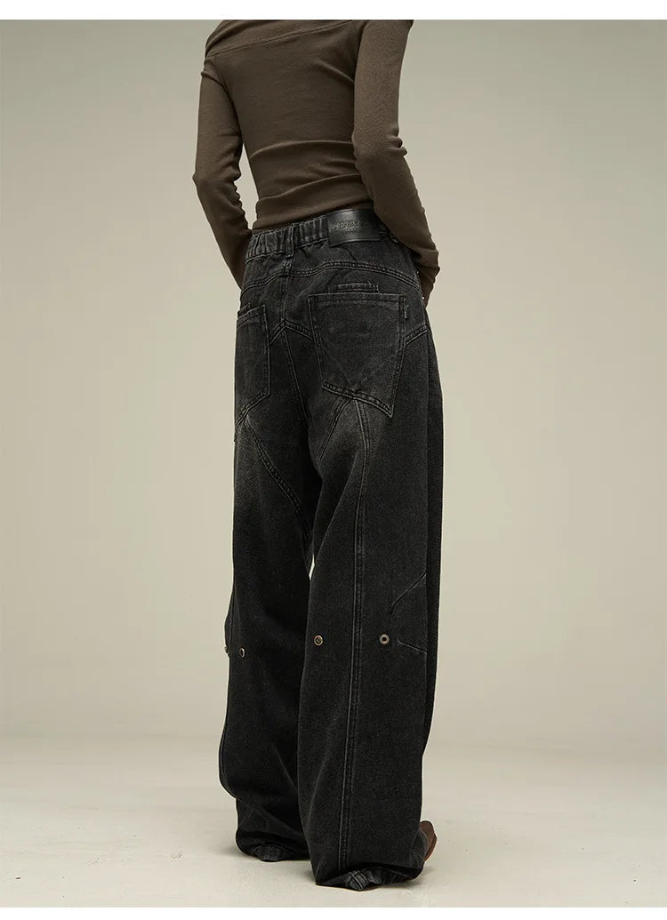 Baggy Jeans Men American Style Personality Vintage Wide Leg Trousers All-match Washed Fashion Streetwear Handsome Cool Pantalone