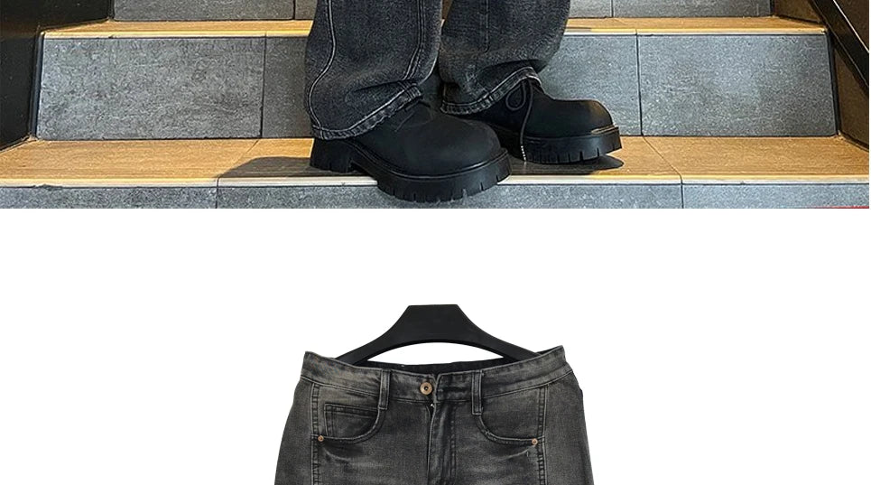 Men's Baggy Straight-Leg Denim Pants | Business Casual Wide-Loose Fit Jeans for Spring/Autumn All-Season Styling