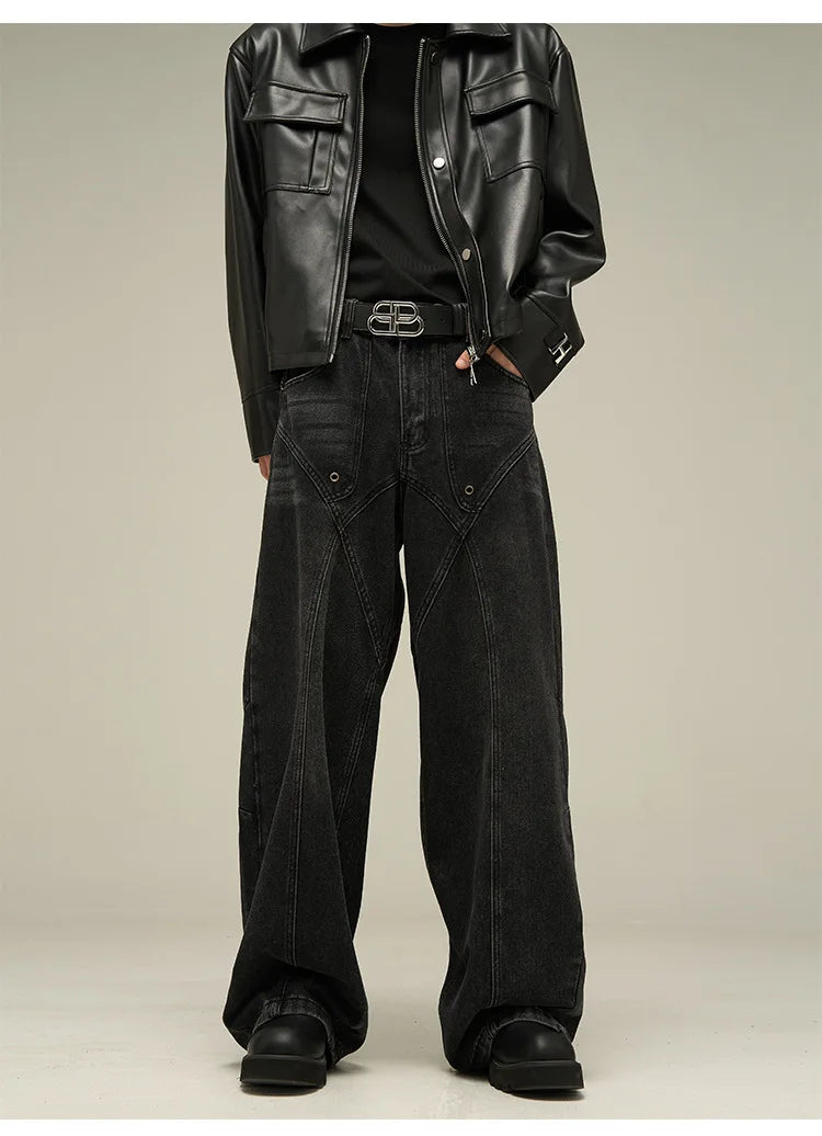 Baggy Jeans Men American Style Personality Vintage Wide Leg Trousers All-match Washed Fashion Streetwear Handsome Cool Pantalone