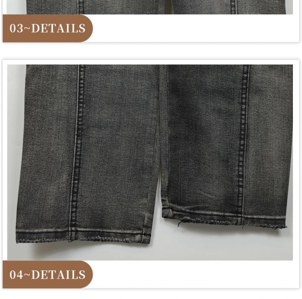 Men's Baggy Straight-Leg Denim Pants | Business Casual Wide-Loose Fit Jeans for Spring/Autumn All-Season Styling