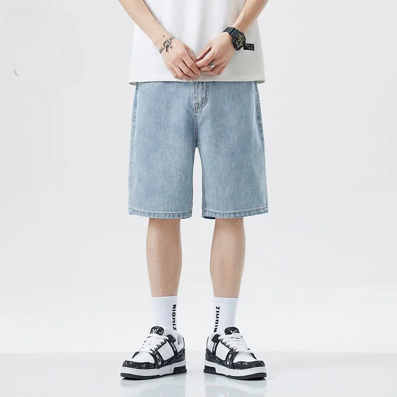 Baggy Jeans Shorts for Men Casual Loose Fit Wide Leg Denim Jorts Y2K Vintage Hip Hop Skateboard Long Jorts Male Streetwear ﻿