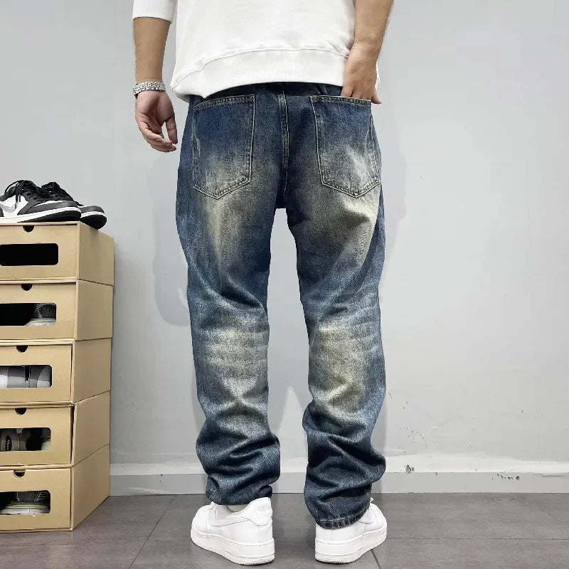 Baggy Jeans Vintage Distressed Patchwork Jeans Men's Street Streetwear