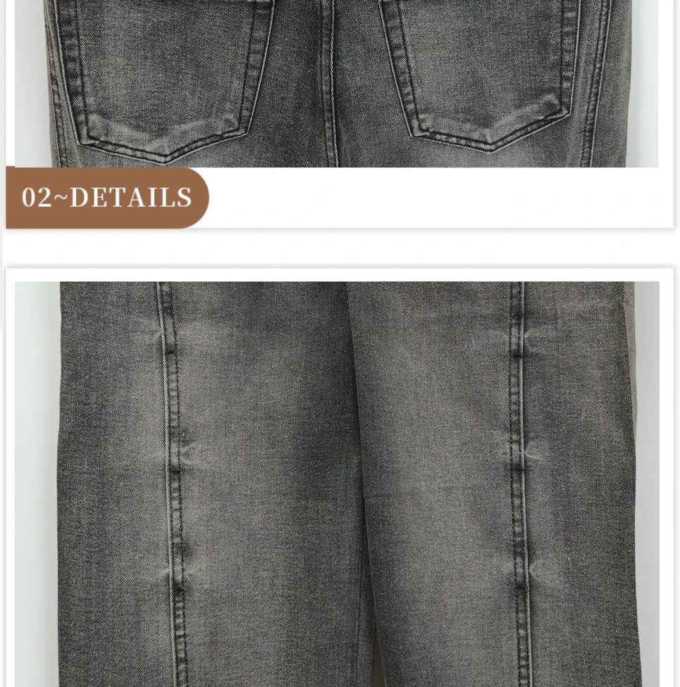 Men's Baggy Straight-Leg Denim Pants | Business Casual Wide-Loose Fit Jeans for Spring/Autumn All-Season Styling