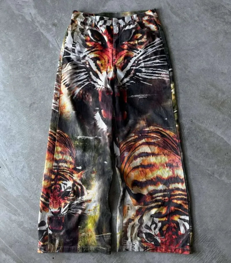 Y2K Baggy Jeans men Harajuku 2000s Gothic American Pattern letter jeans vintage Hip Hop men women Fashion Casual wide leg jeans