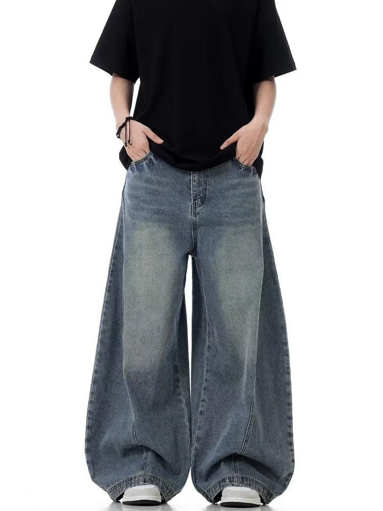 New Baggy Jeans Blue Vintage Blue Jeans Women High Waist Grunge Y2k 90s Streetwear Baggy Casual  Straight Washed Denim Trouser