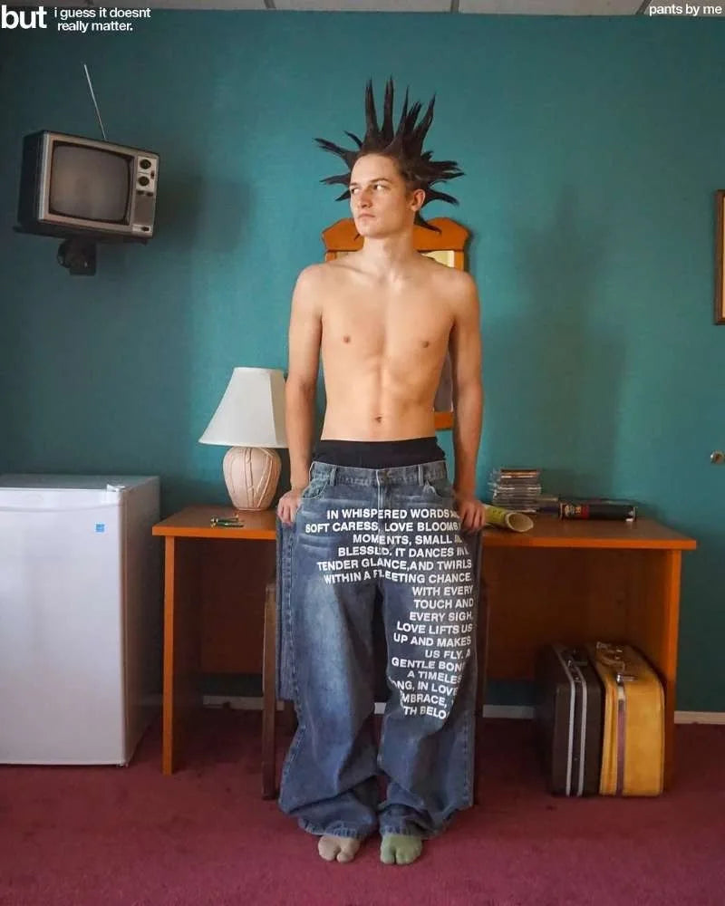 Y2K Baggy Jeans men Harajuku 2000s Gothic American Pattern letter jeans vintage Hip Hop men women Fashion Casual wide leg jeans