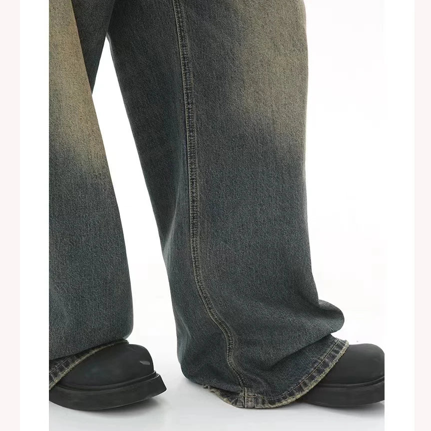 Baggy jeans men Mopping pants jeans Men's Denim Pant Nostalgic Washed Male Jeans Straight Casual Menwear Loose Wide Leg Trousers