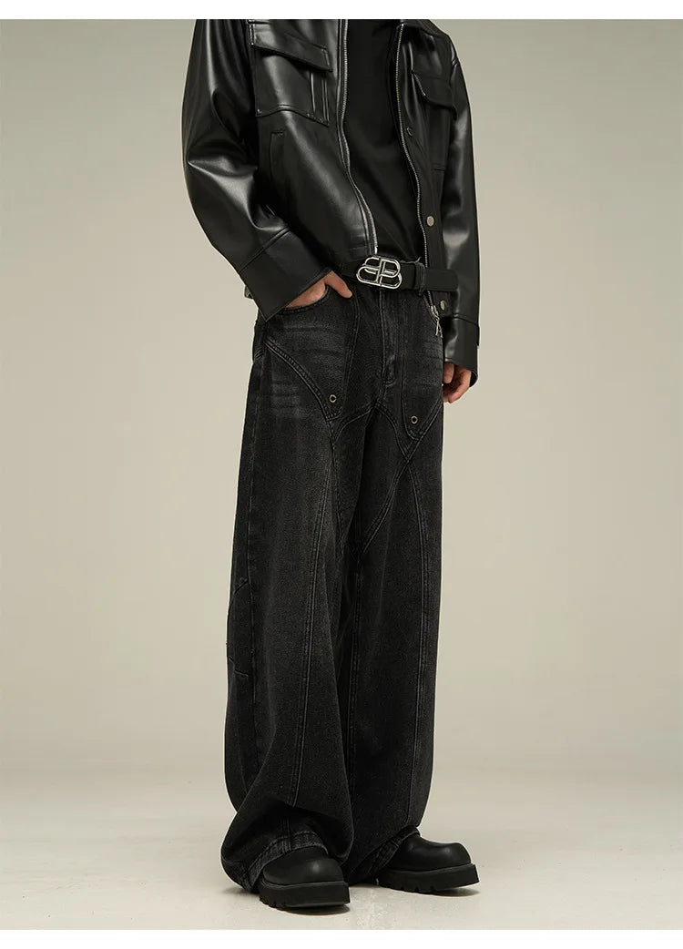 Baggy Jeans Men American Style Personality Vintage Wide Leg Trousers All-match Washed Fashion Streetwear Handsome Cool Pantalone