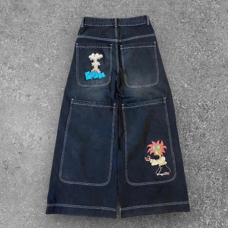 Y2K Baggy Jeans vintage Embroidered high quality jeans men women Hip Hop Harajuku Goth fashion streetwear Casual wide leg Jeans