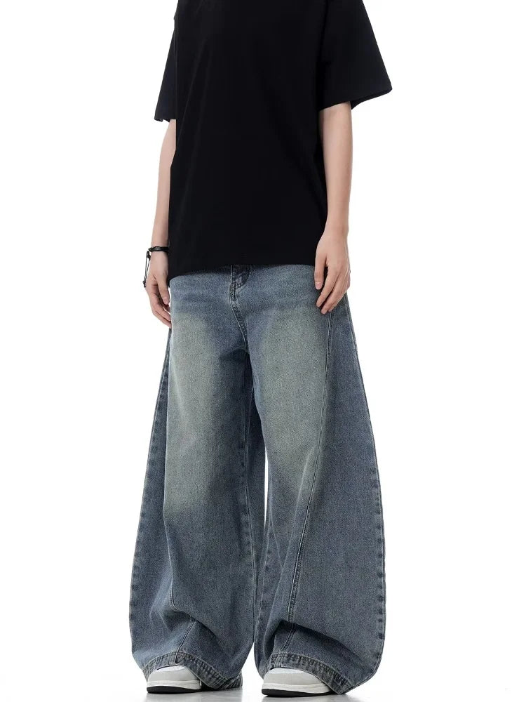 New Baggy Jeans Blue Vintage Blue Jeans Women High Waist Grunge Y2k 90s Streetwear Baggy Casual  Straight Washed Denim Trouser