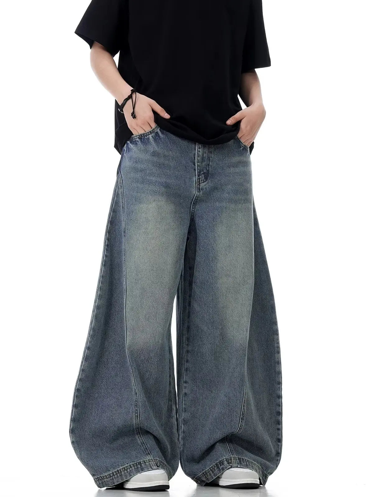 New Baggy Jeans Blue Vintage Blue Jeans Women High Waist Grunge Y2k 90s Streetwear Baggy Casual  Straight Washed Denim Trouser