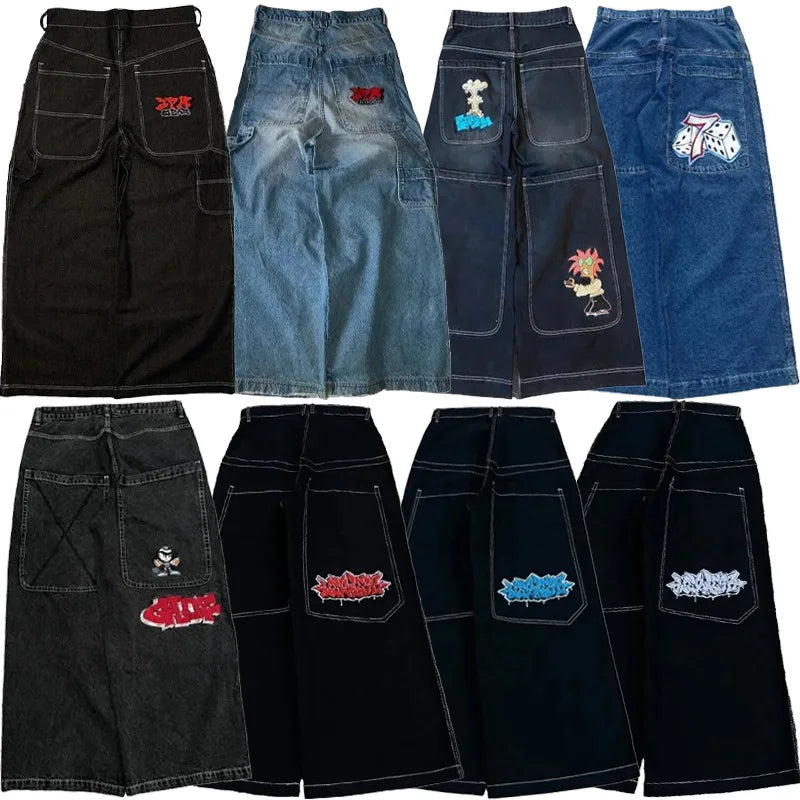 Y2K Baggy Jeans vintage Embroidered high quality jeans men women Hip Hop Harajuku Goth fashion streetwear Casual wide leg Jeans