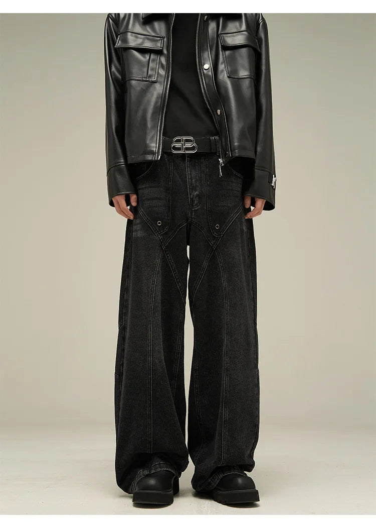 Baggy Jeans Men American Style Personality Vintage Wide Leg Trousers All-match Washed Fashion Streetwear Handsome Cool Pantalone