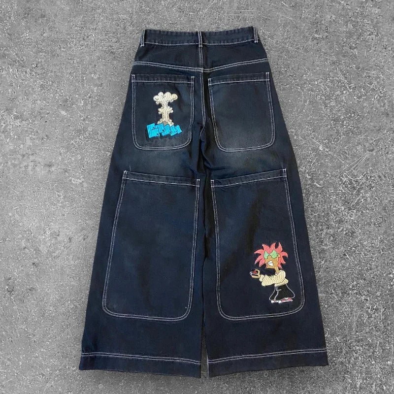 Y2K Baggy Jeans vintage Embroidered high quality jeans men women Hip Hop Harajuku Goth fashion streetwear Casual wide leg Jeans