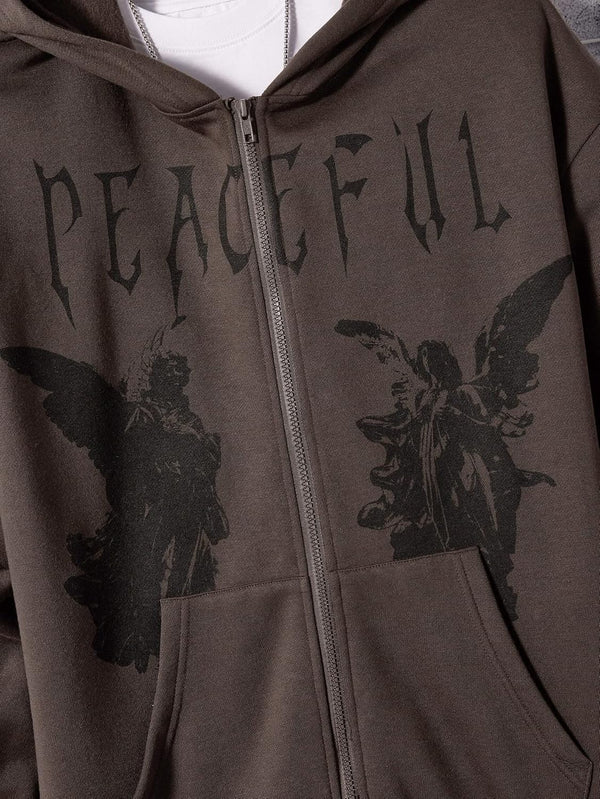 Urban Zip Letter Street Hoodie